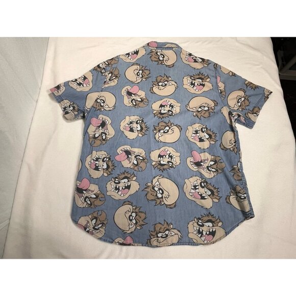 Looney Tunes Taz Button Up Shirt Mens XL All Over Print Warner Bros - Picture 12 of 15